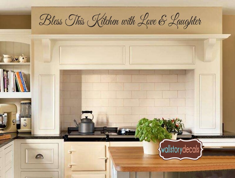 Bless This Kitchen with Love and Laughter - FAMILY Kitchen Vinyl Wall Art Decor Decal - Wall Words - Letters - Wall quotes - 6132